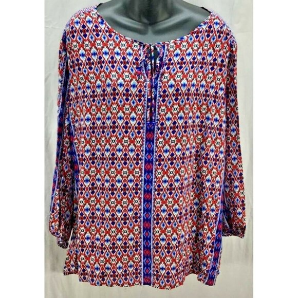 Grande & Greene Tunic Top Red White XL Extra Large - Picture 1 of 6